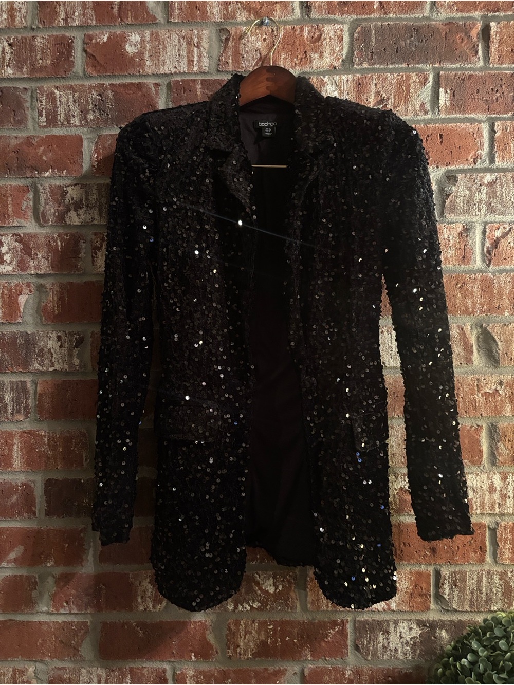 Boohoo Black Sequin Blazer US Size 2